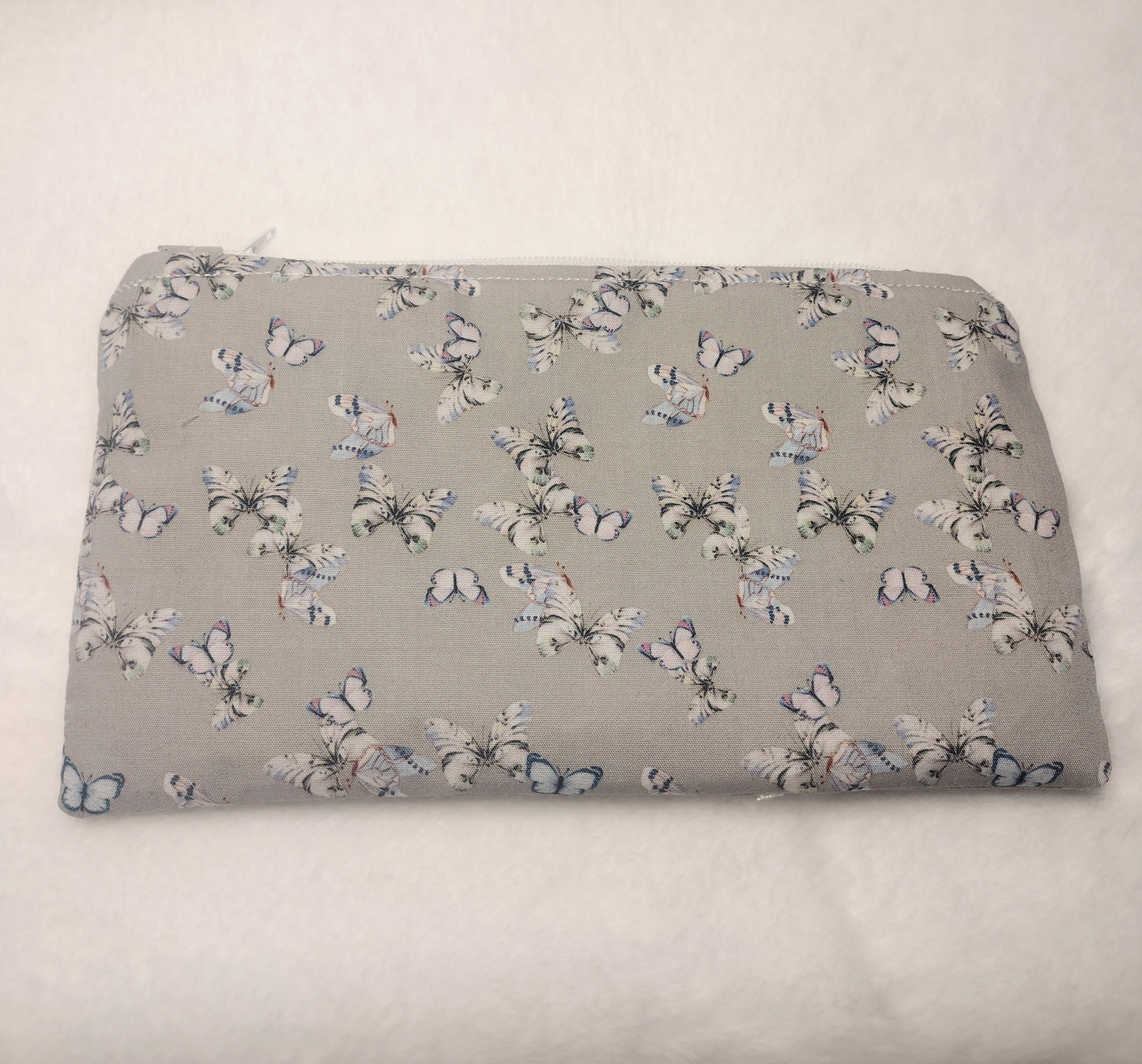 Grey Cotton Butterfly Makeup Bag (Large)