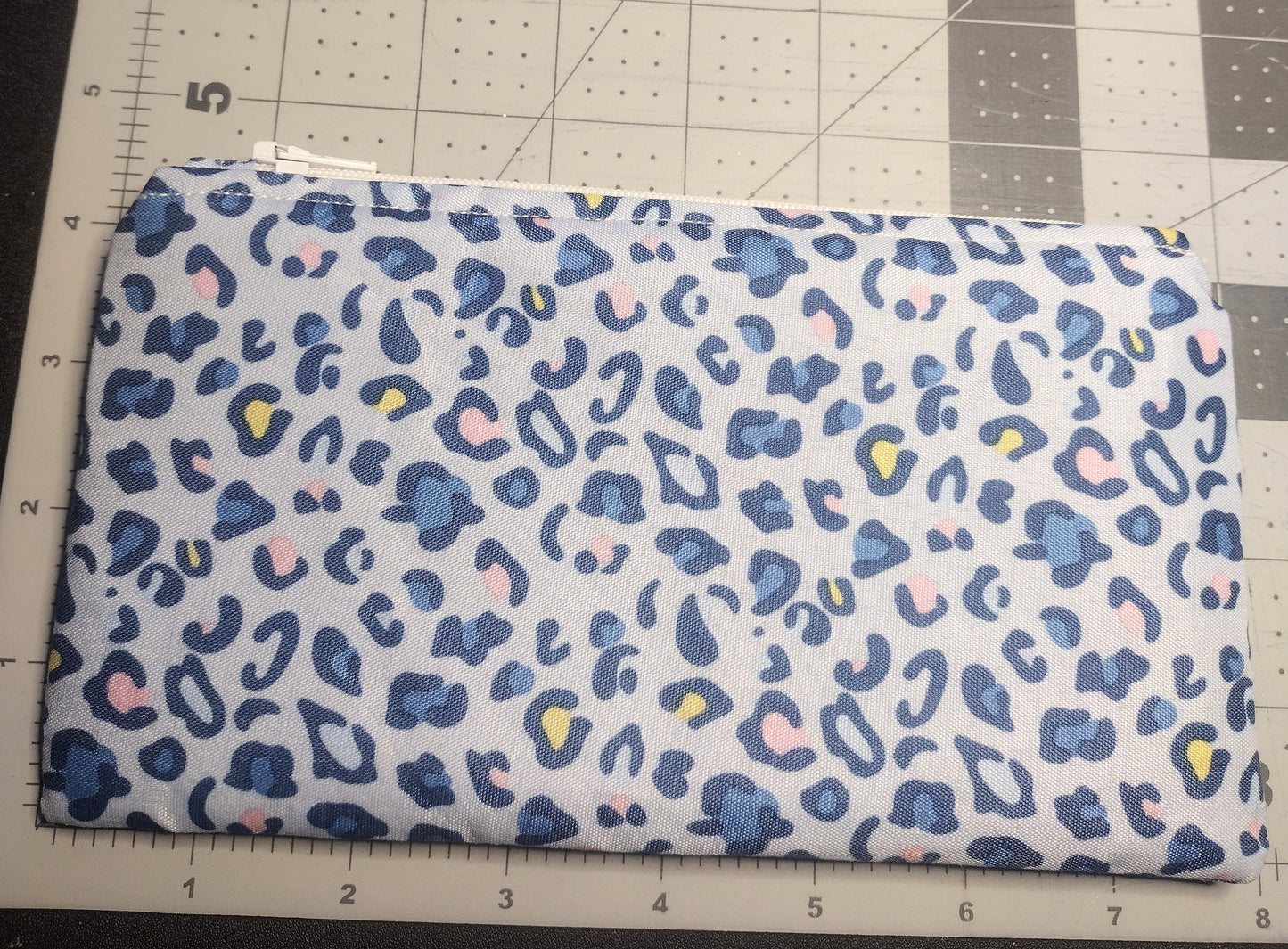 Light Blue Leopard Print Makeup Bag (Large)