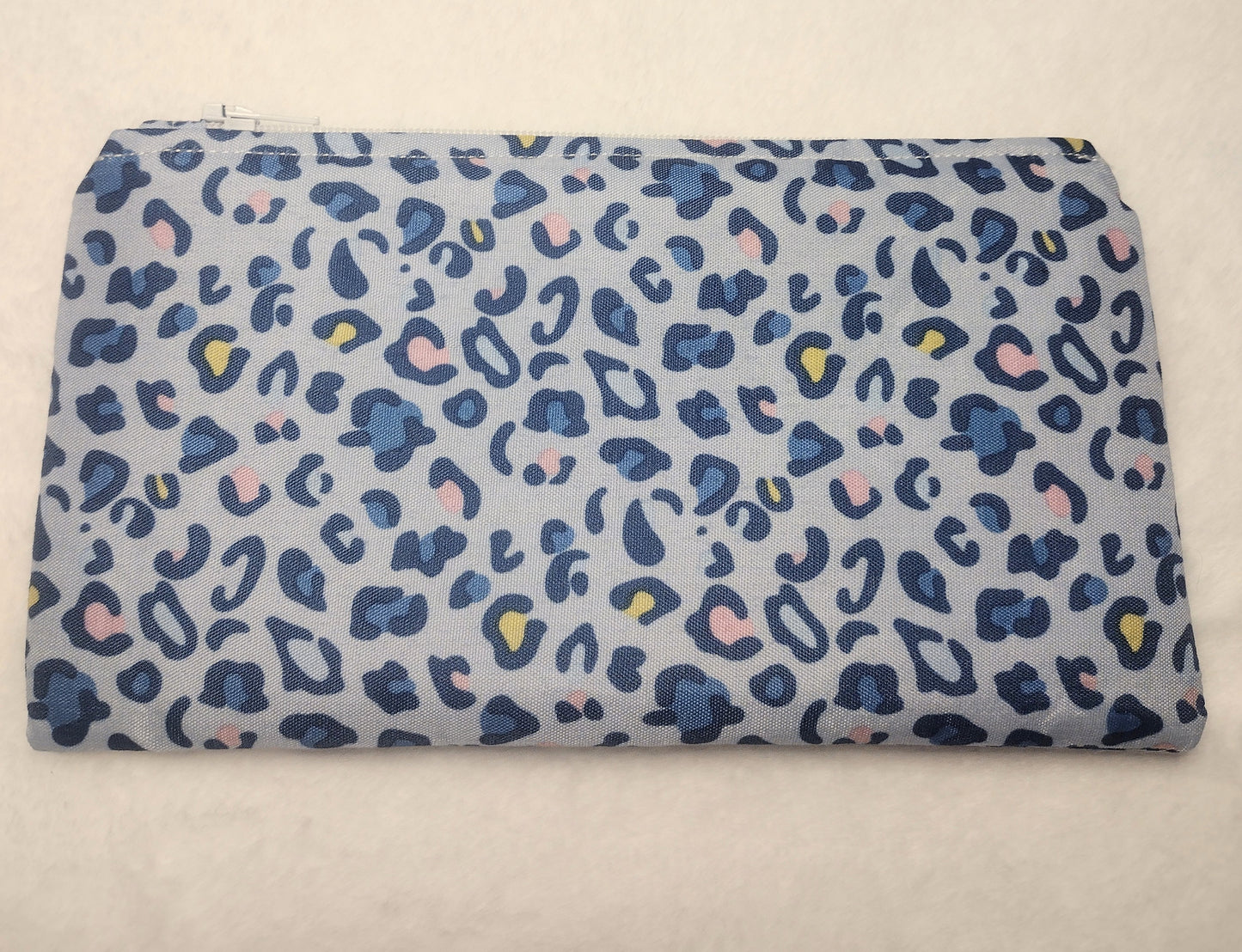 Light Blue Leopard Print Makeup Bag (Large)