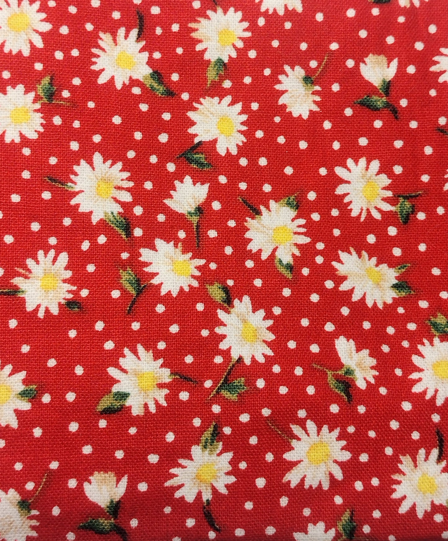 Red Cotton Daisy Print Makeup Bag (Large)