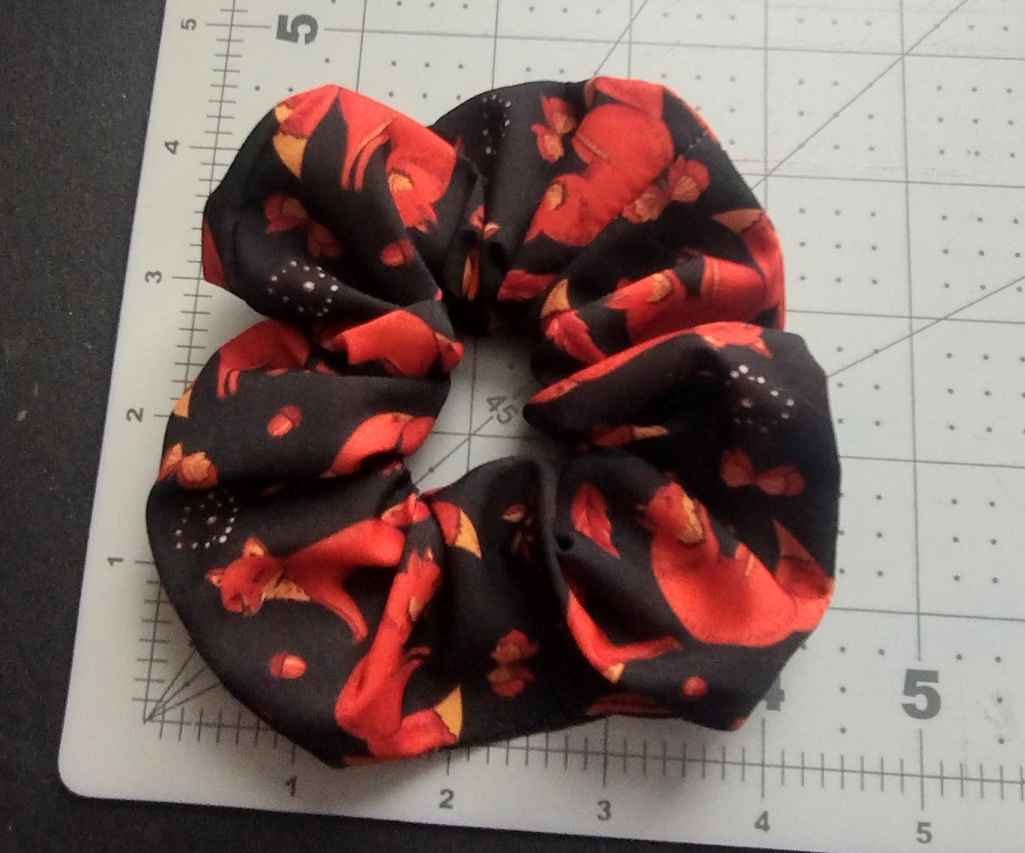 Black Cotton Fox Hair Scrunchie