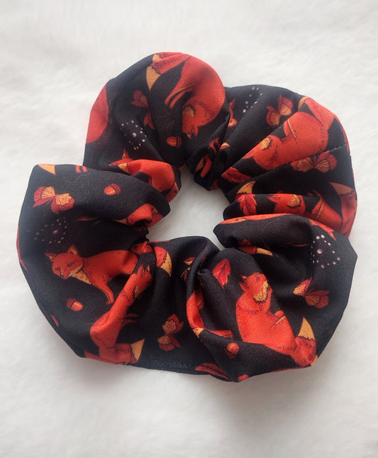 Black Cotton Fox Hair Scrunchie