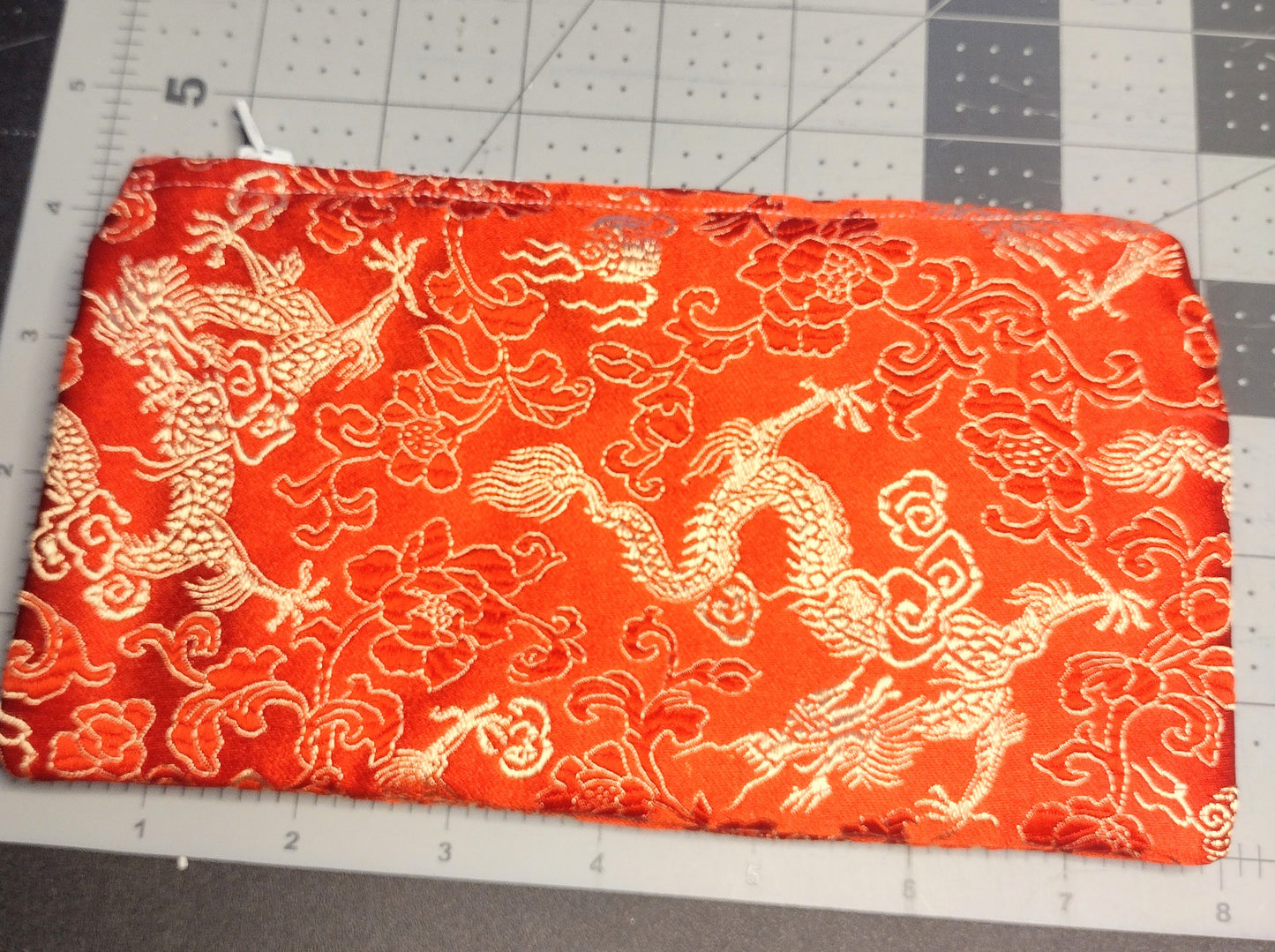 Red and Gold Dragon Brocade Makeup Bag (Large)