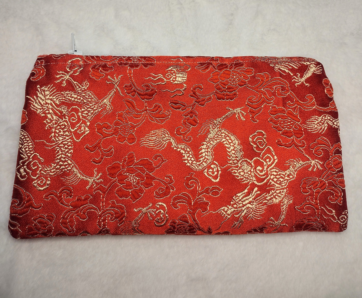 Red and Gold Dragon Brocade Makeup Bag (Large)