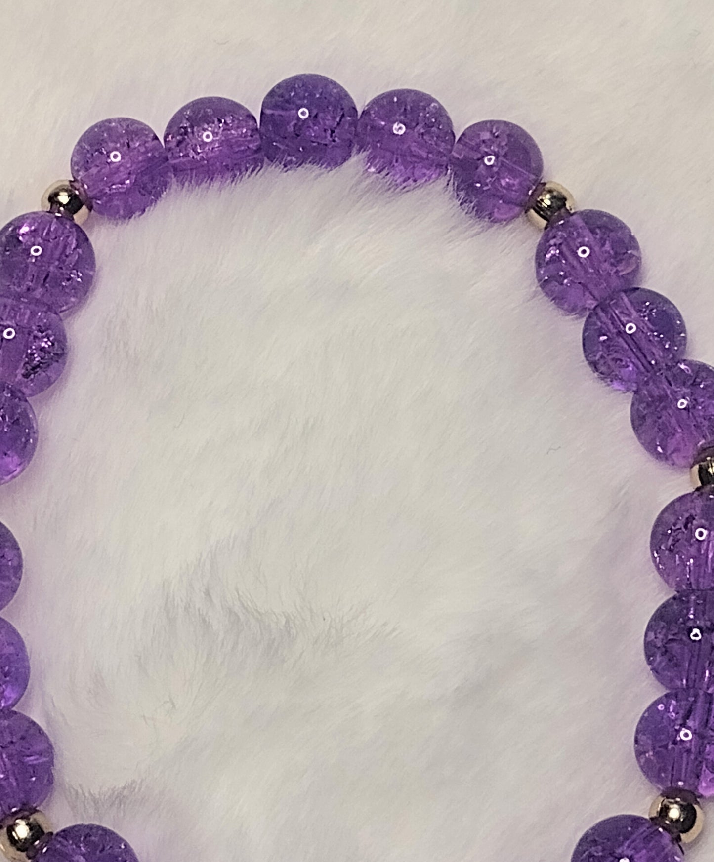 Purple Glass Bead Heart Charm Bracelet, Valentine Gift