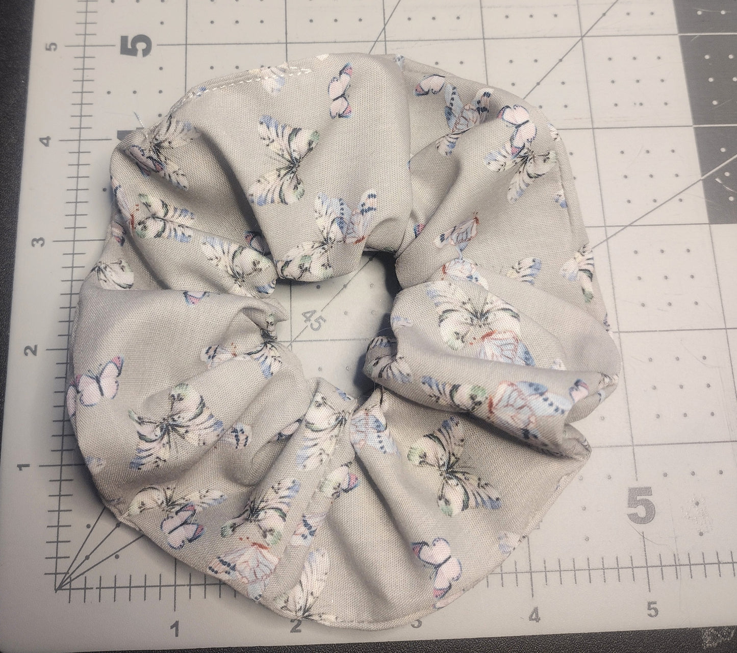 Grey Cotton Butterfly Hair Scrunchie