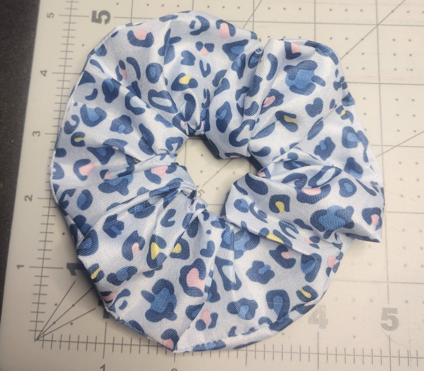 Light Blue Leopard Print Hair Scrunchie