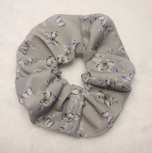 Grey Cotton Butterfly Hair Scrunchie