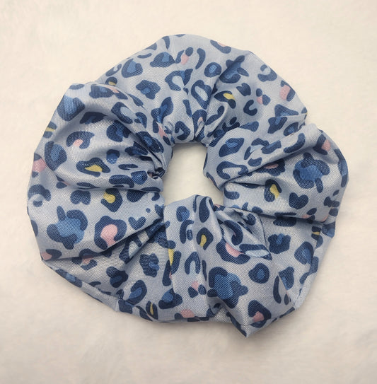 Light Blue Leopard Print Hair Scrunchie